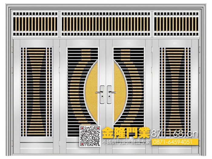 云南昆明不銹鋼套裝門廠家 云南昆明不繡鋼門 四開門 農村大門 不銹鋼六開門不銹鋼樓宇對講門 福州